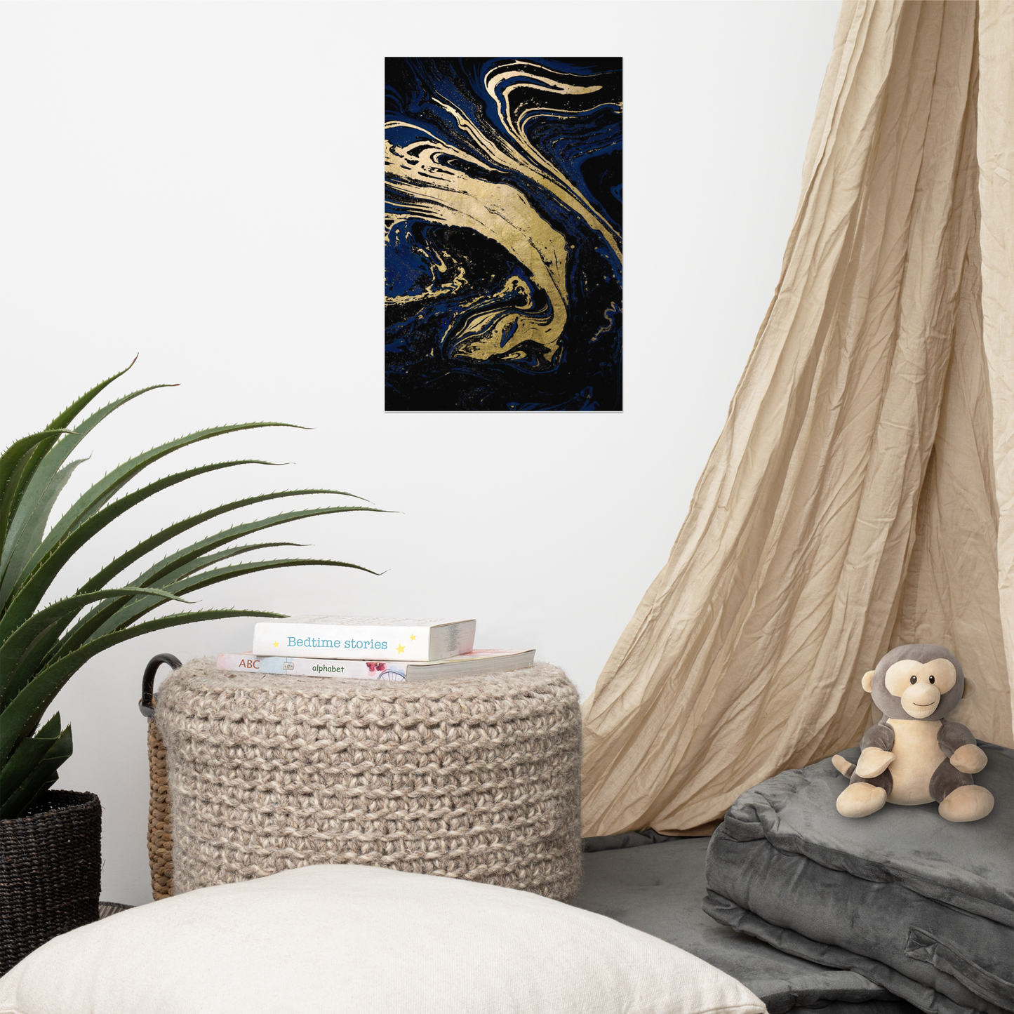 Acrylglas Kunstwerk met Bladgoud - Abstracte Wanddecoratie in Zwart-Goud – Design ‘Norbert