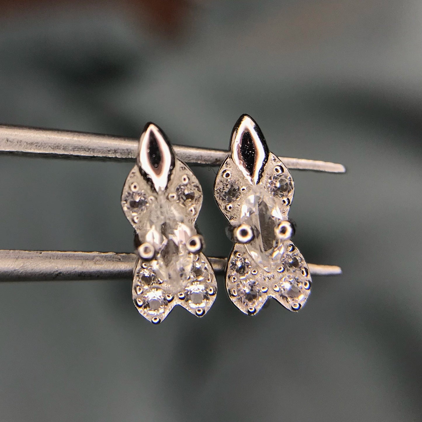 Oorbellen met white topaz – 7.82 ct, wit, 925 sterling zilver