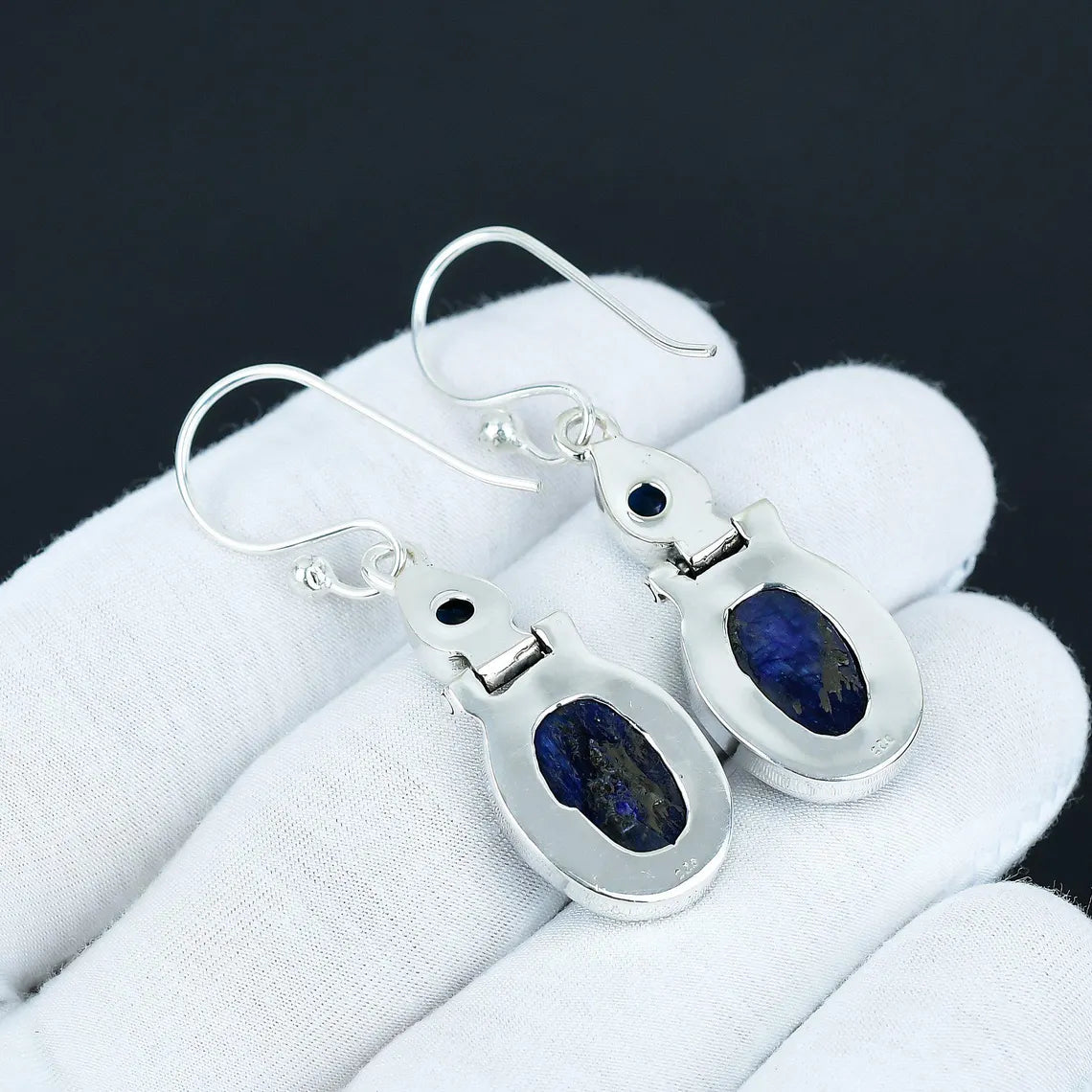 Elegante Blue Sapphire-Style Drop Earrings – 925 Sterling Silver