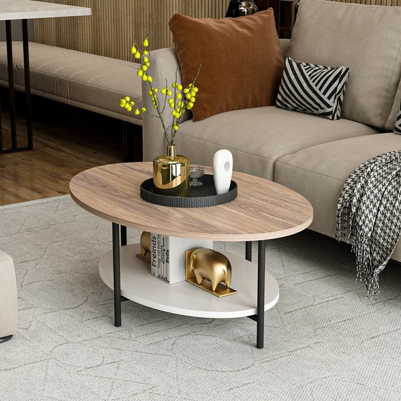 Prachtig unieke houten salontafel met metalen poten