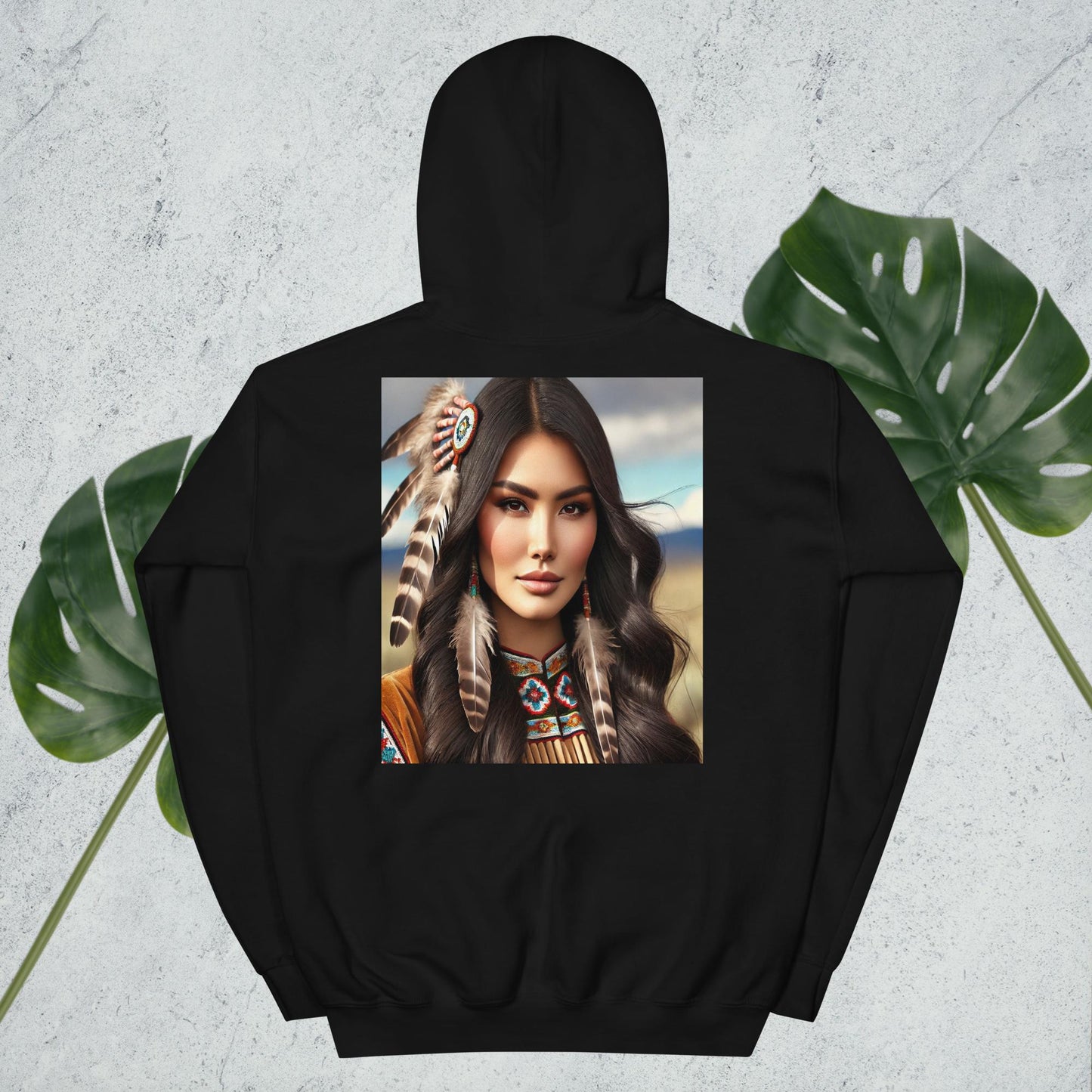 Indiaanse Krijgersvrouw Hoodie - Uniseks Comfortabele Hoodie met Indianen Print - Stijlvol, Warm en Zacht
