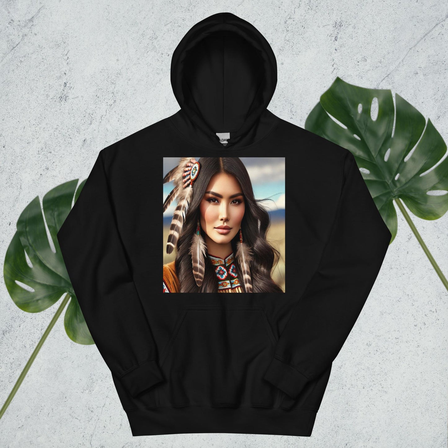 Indiaanse Krijgersvrouw Hoodie - Uniseks Comfortabele Hoodie met Indianen Print - Stijlvol, Warm en Zacht