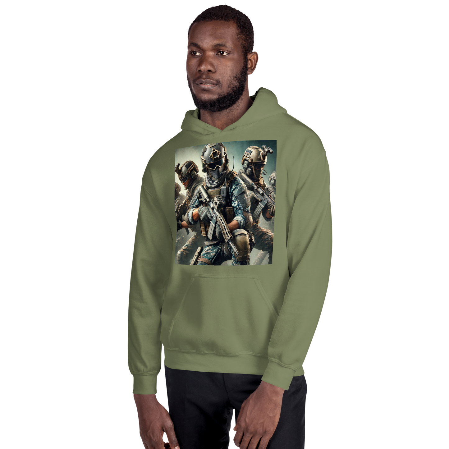 Military Style Unisex Hoodie with Cool Soldier Print – Comfortable Hoodie for Gamers