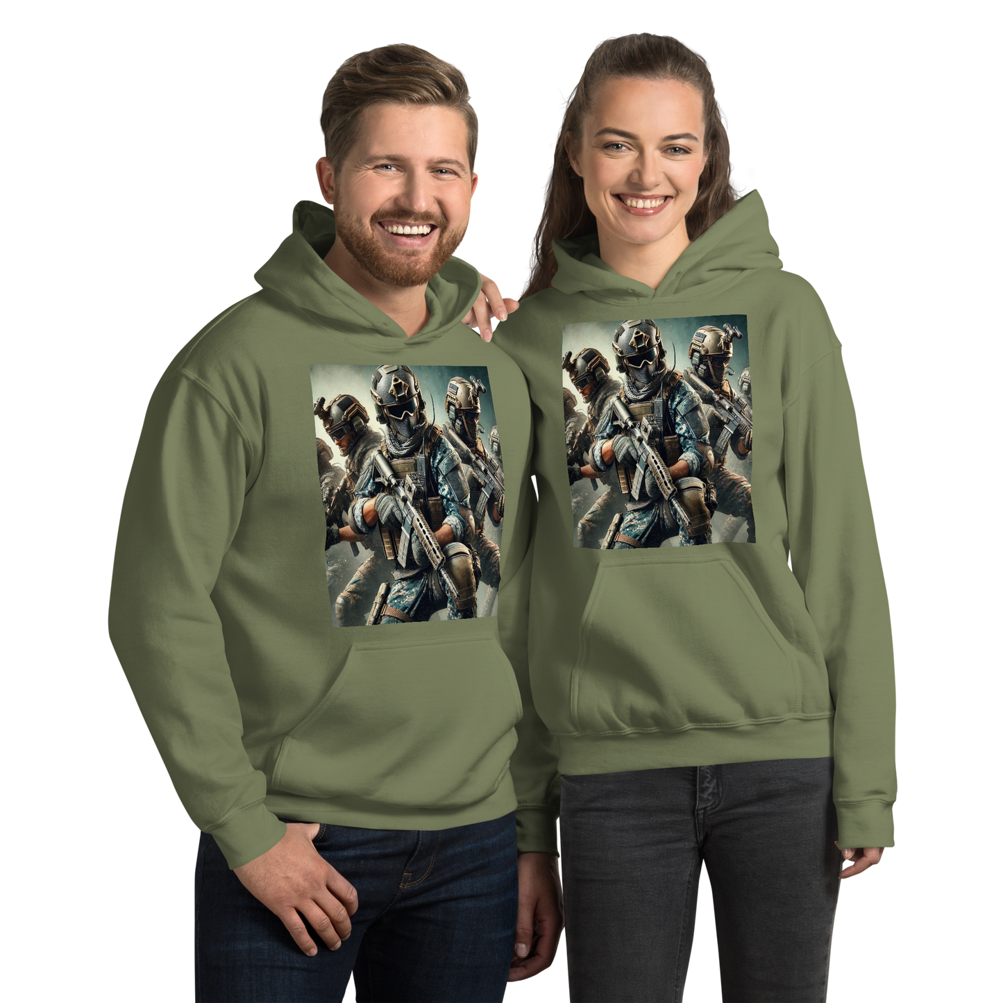 Military Style Unisex Hoodie with Cool Soldier Print – Comfortable Hoodie for Gamers