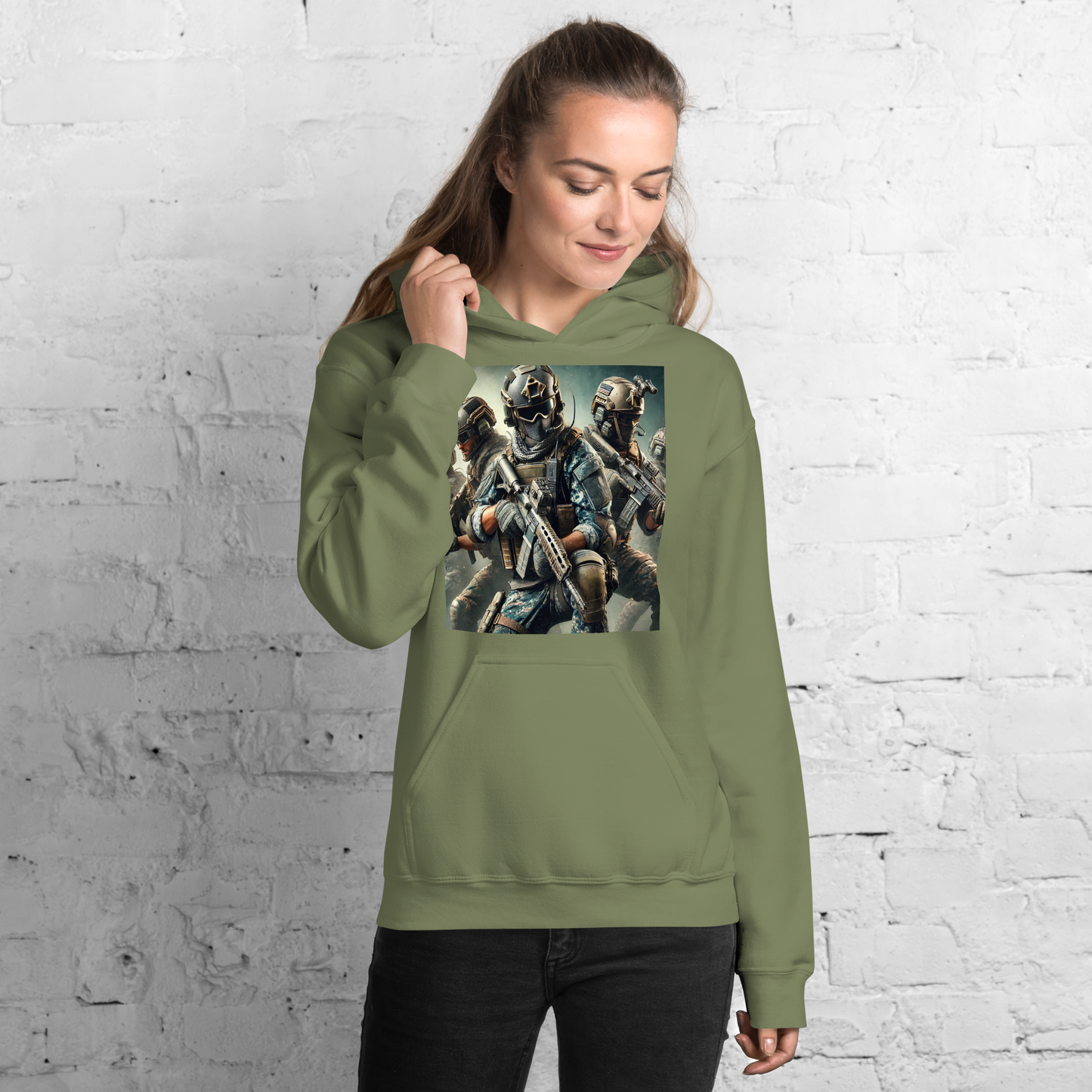 Military Style Unisex Hoodie with Cool Soldier Print – Comfortable Hoodie for Gamers