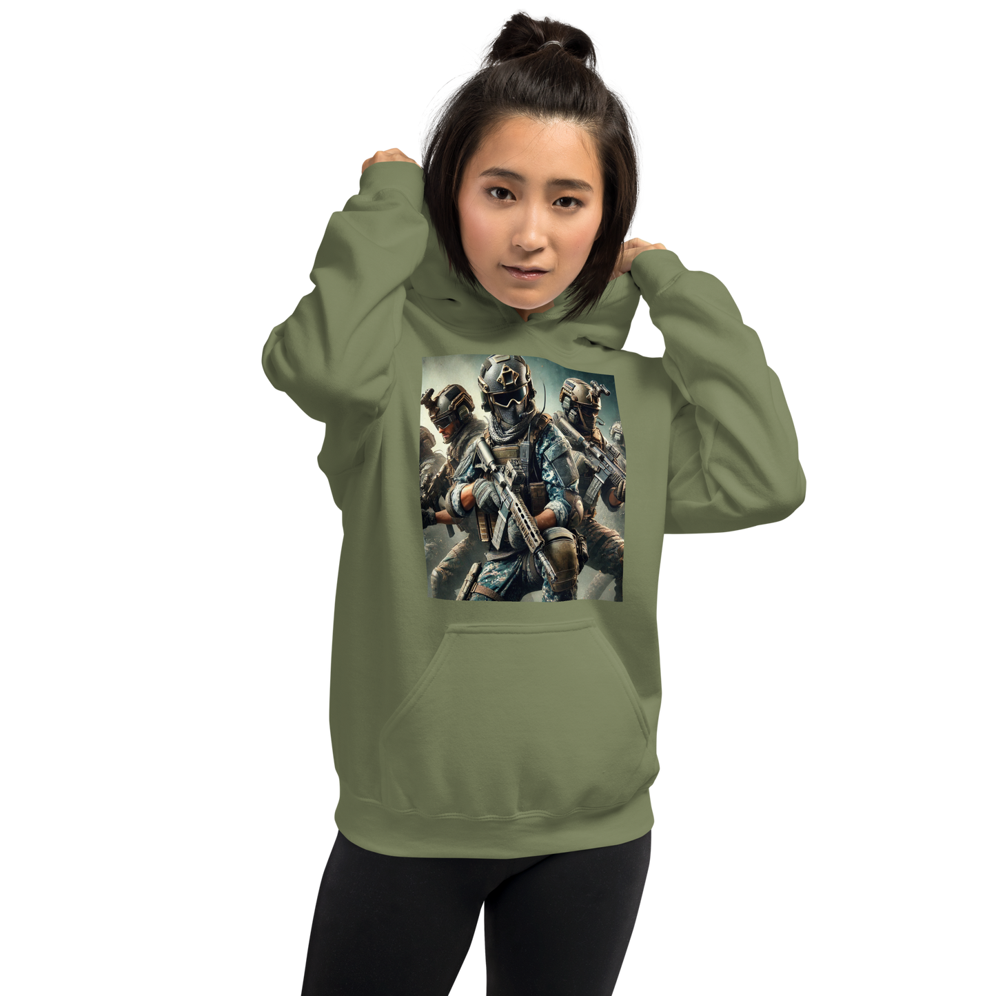Military Style Unisex Hoodie with Cool Soldier Print – Comfortable Hoodie for Gamers
