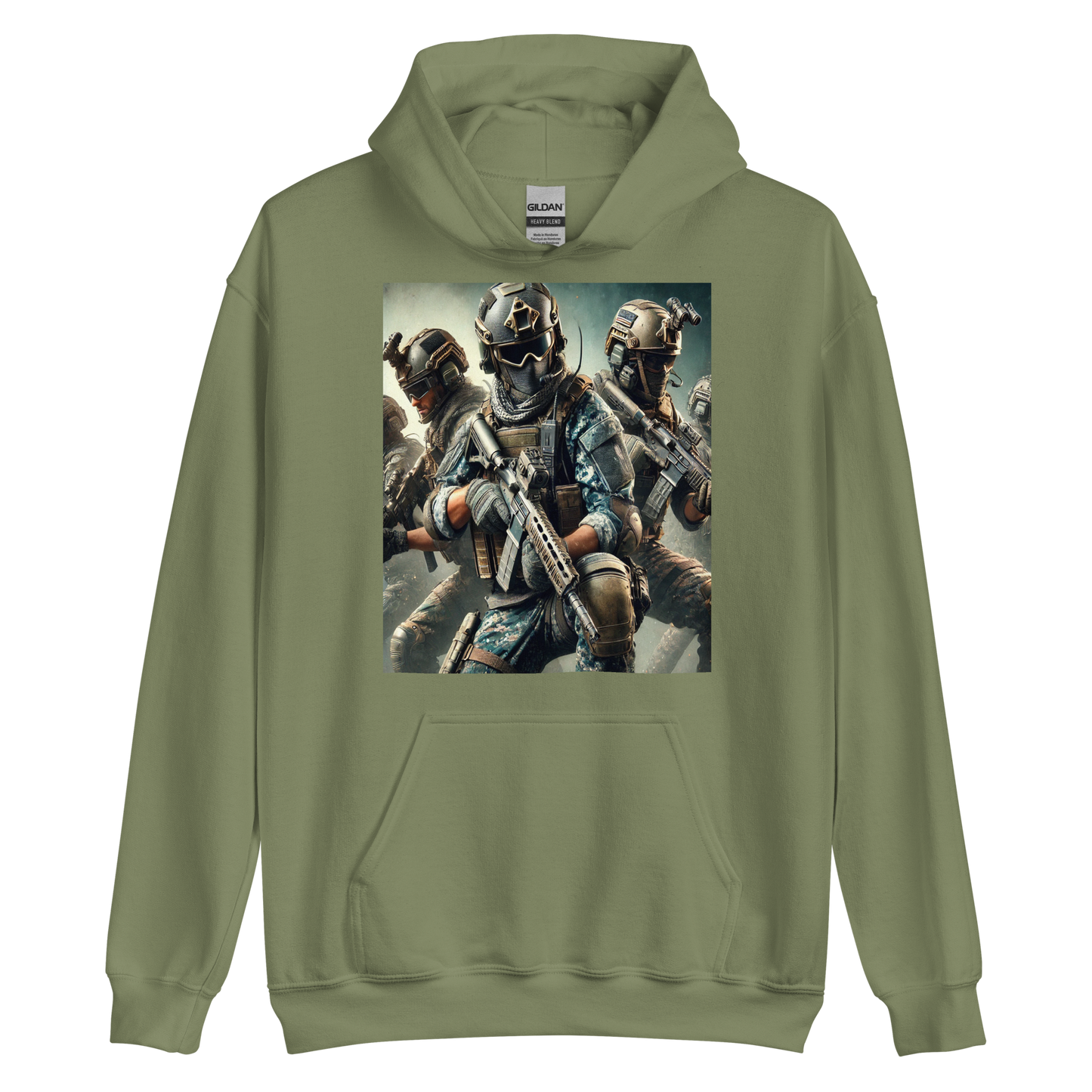 Military Style Unisex Hoodie with Cool Soldier Print – Comfortable Hoodie for Gamers