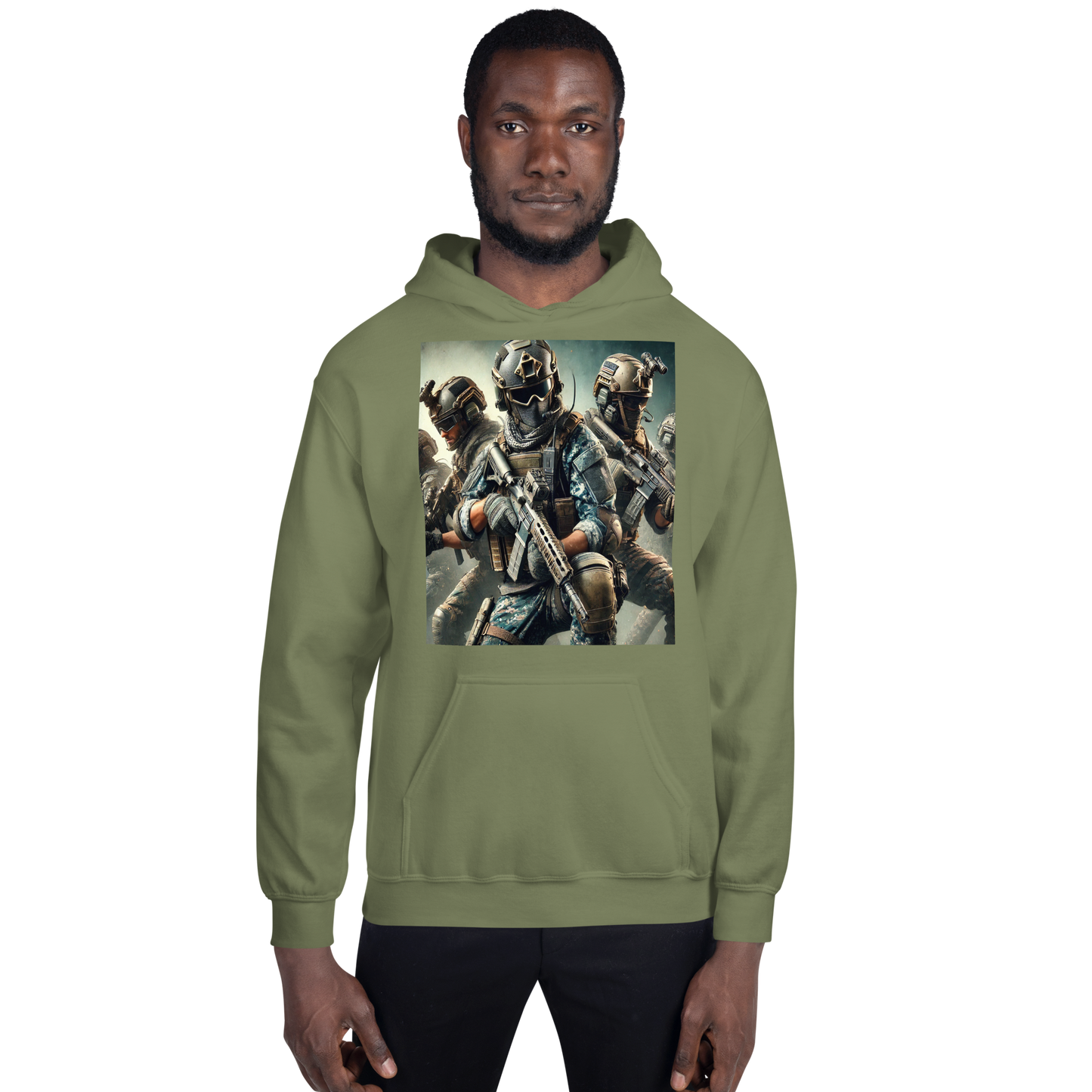 Military Style Unisex Hoodie with Cool Soldier Print – Comfortable Hoodie for Gamers