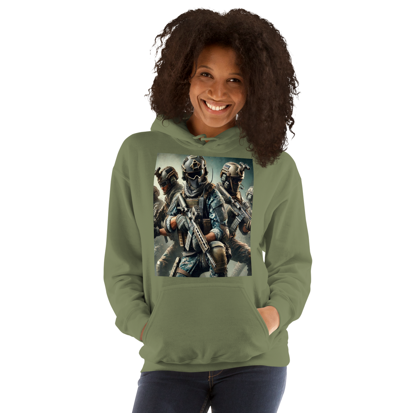 Military Style Unisex Hoodie with Cool Soldier Print – Comfortable Hoodie for Gamers