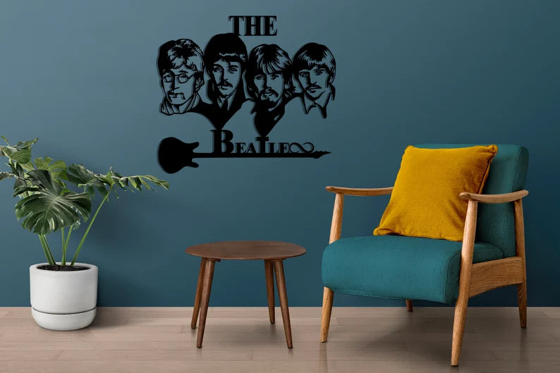 Haal meteen die unieke sfeer in huis met onze handgemaakte metalen wanddecoratie van The Beatles!