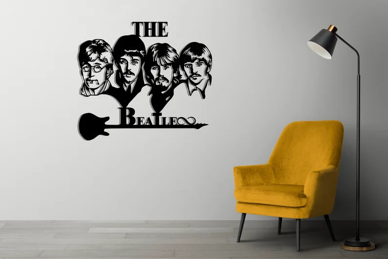 Haal meteen die unieke sfeer in huis met onze handgemaakte metalen wanddecoratie van The Beatles!