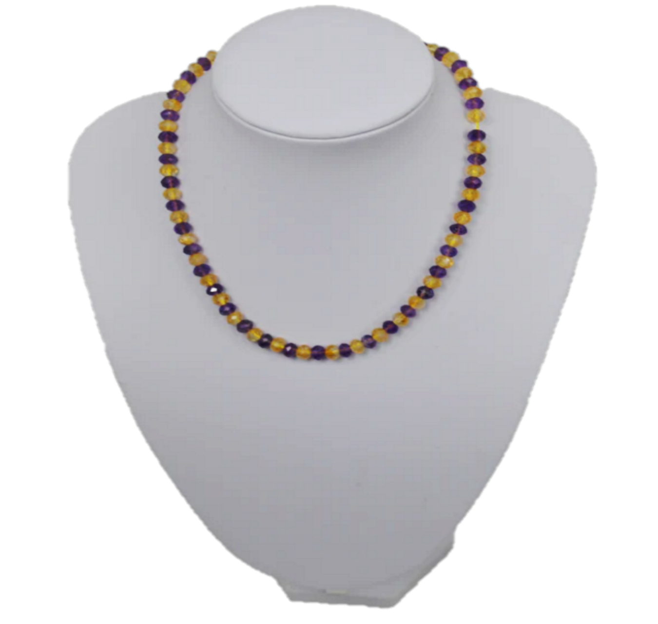 "Harmonize yourself with our unique Amethyst Citrine necklace!"