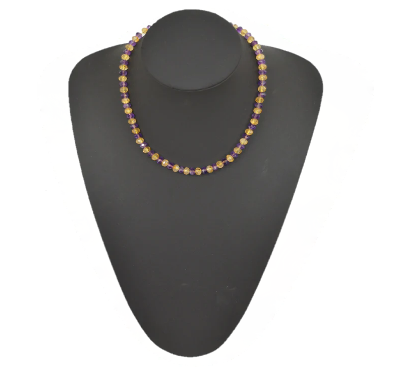 "Harmonize yourself with our unique Amethyst Citrine necklace!"