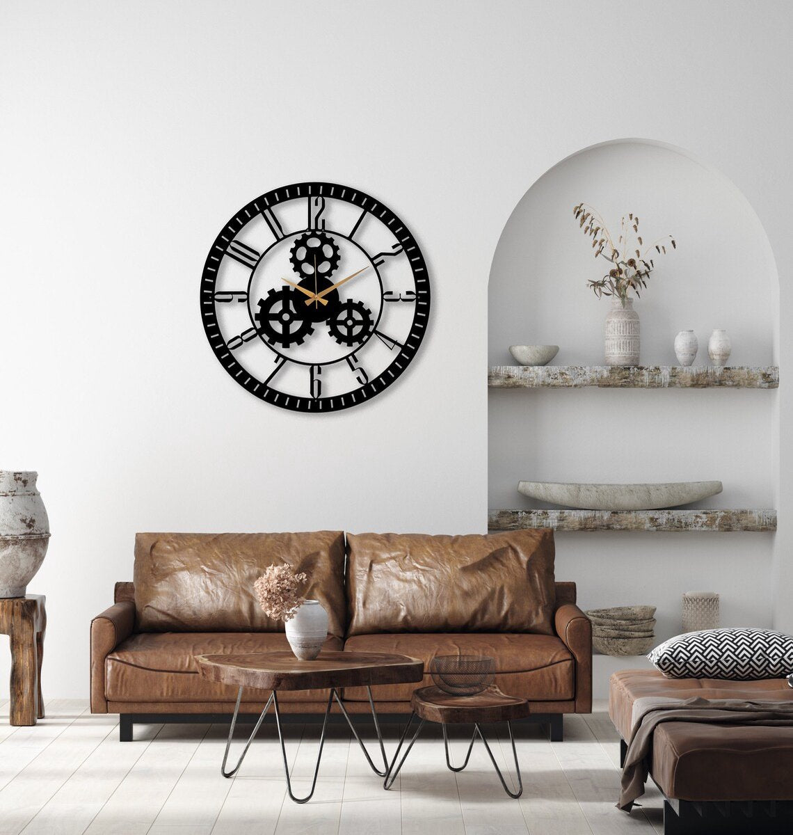 Prachtige handgemaakte metalen klok voor aan de muur!