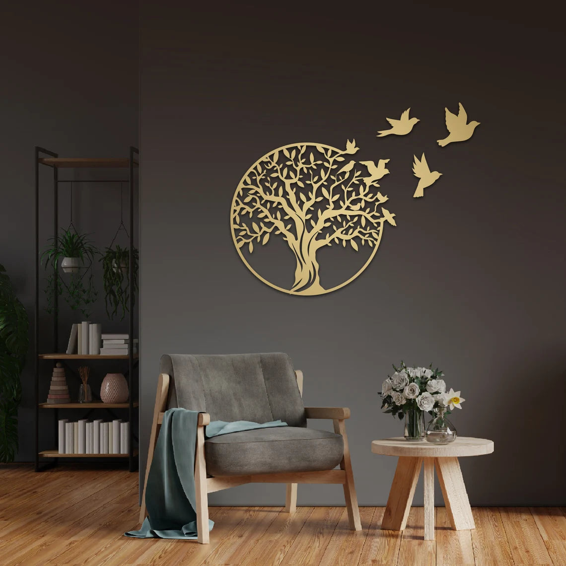 Prachtige Handgemaakte Levensboom met vogels en 3D effect