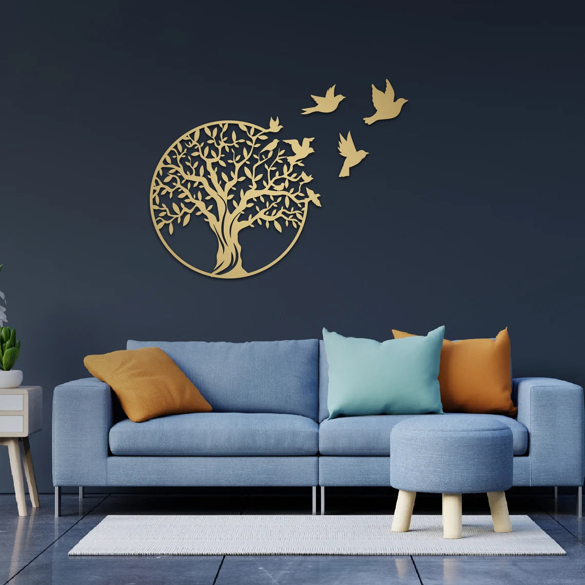 Prachtige Handgemaakte Levensboom met vogels en 3D effect