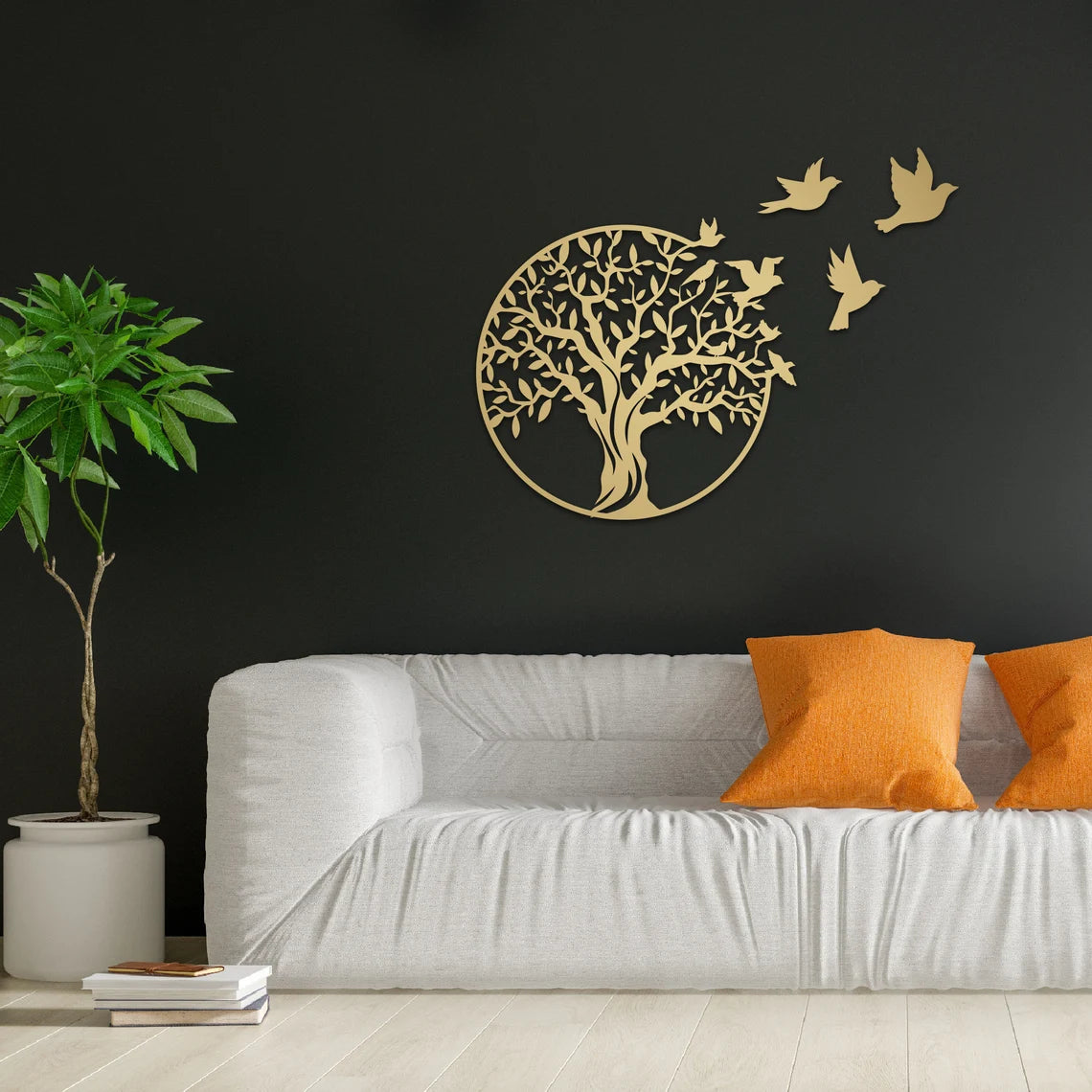 Prachtige Handgemaakte Levensboom met vogels en 3D effect
