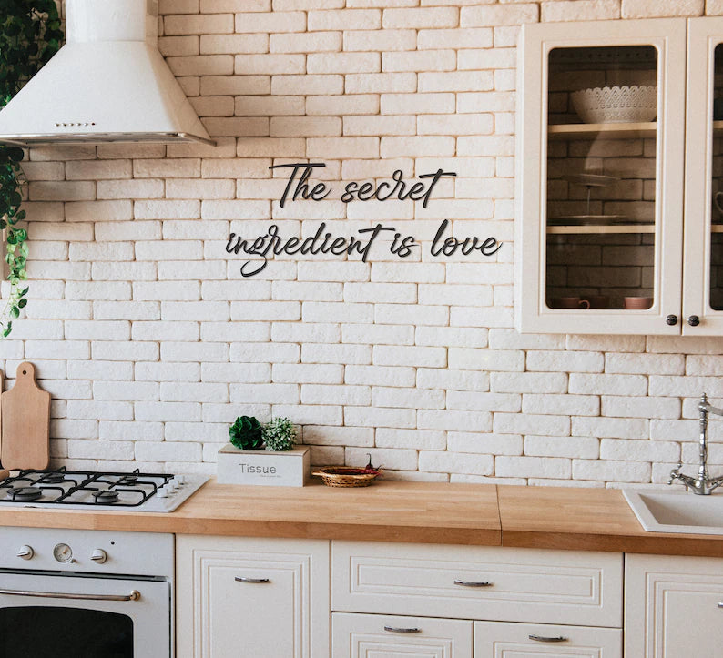 The Secret Ingredient Is Love Metal Wall Text with 3D Effect!