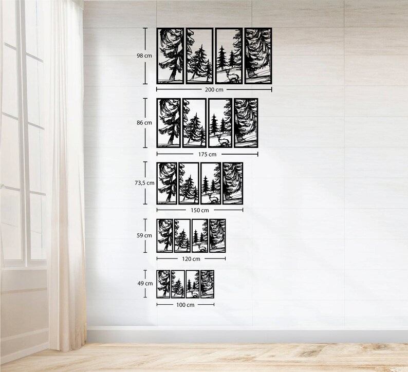 "Breng de natuur in huis met onze Handgemaakte Mountain Forest Wanddecoratie!