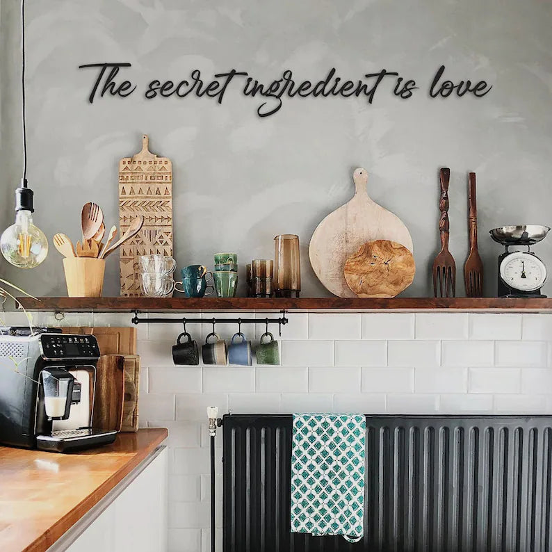 The Secret Ingredient Is Love Metal Wall Text with 3D Effect!