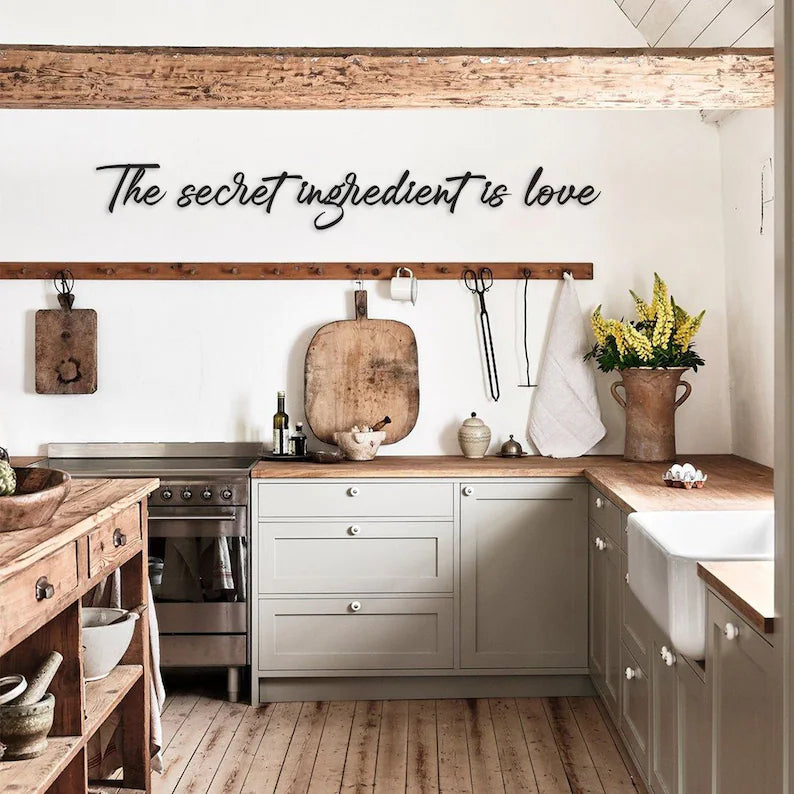 The Secret Ingredient Is Love Metal Wall Text with 3D Effect!