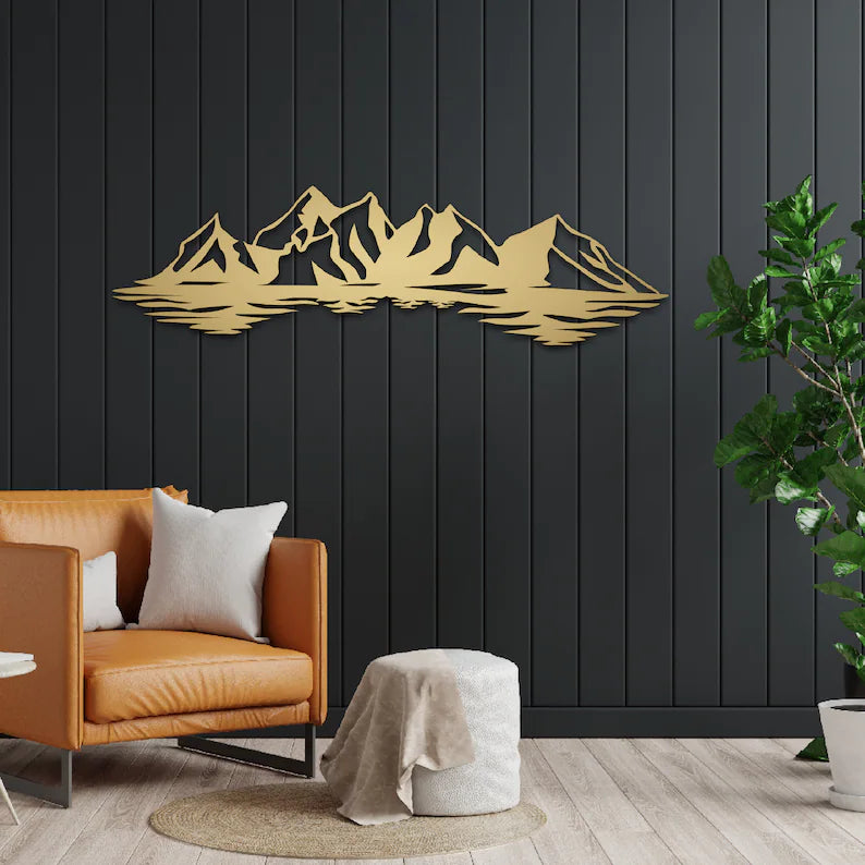 Unieke 3D wanddecoratie Gouden berg (of zwart) voor jouw (woon)kamer - Handgemaakt en duurzaam!