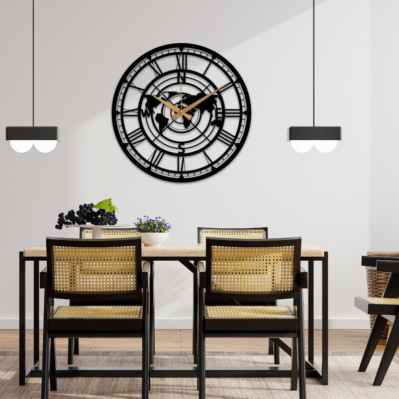 Create a unique atmosphere in your home with our handmade world map clock!