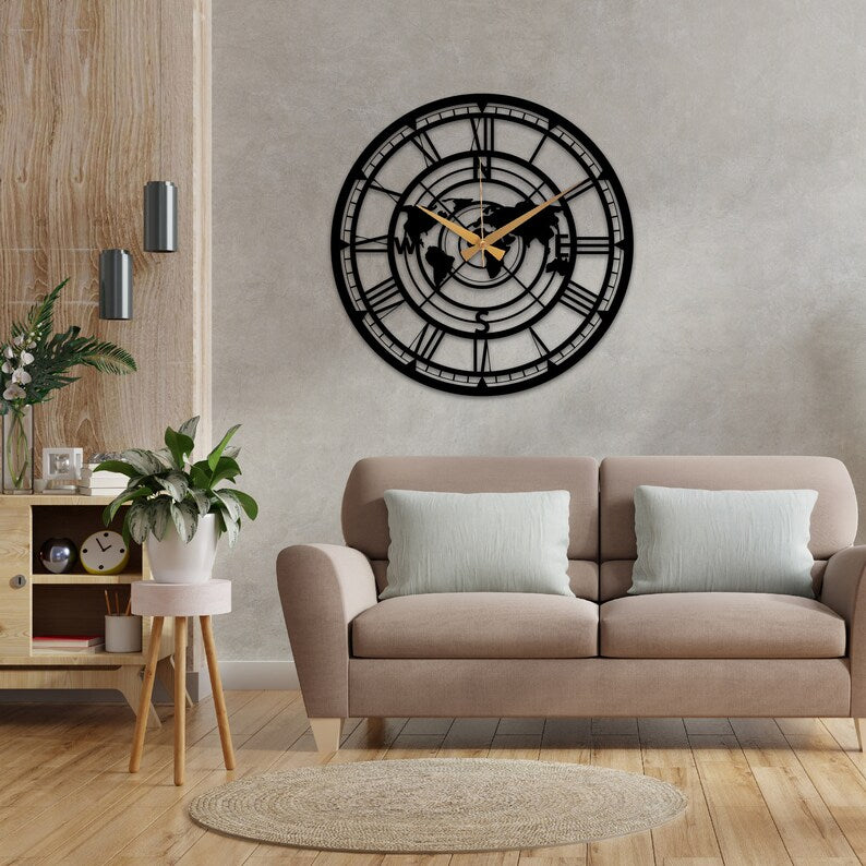 Create a unique atmosphere in your home with our handmade world map clock!