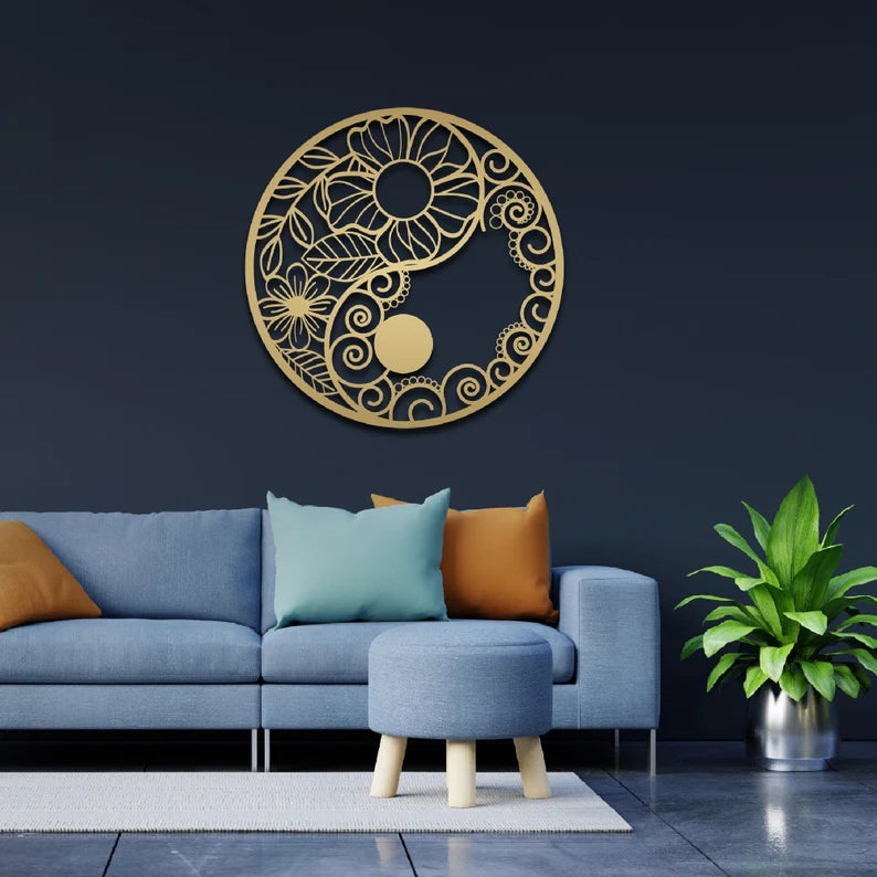 "Discover the unique Yin and Yang wall decoration with 3D effect for your home!"