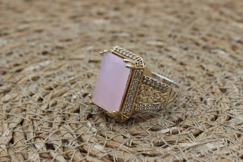 Unique Handmade Rose Quartz Ring - Feel the Power and Beauty