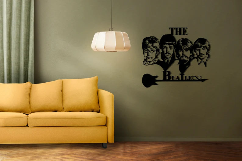 Haal meteen die unieke sfeer in huis met onze handgemaakte metalen wanddecoratie van The Beatles!