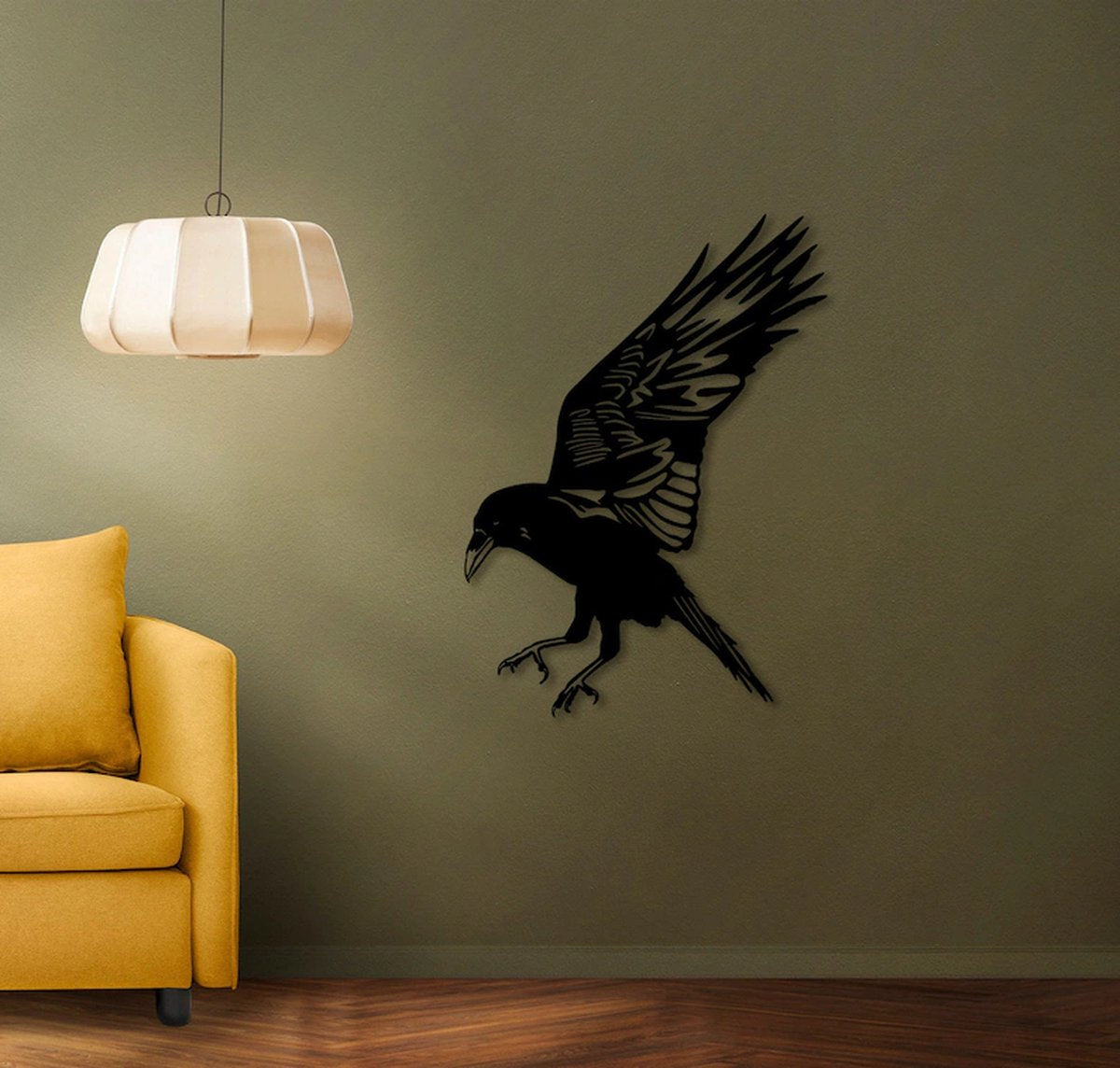 Unieke Handgemaakte Raven Wanddecoratie voor de echte dier/natuurliefhebbers