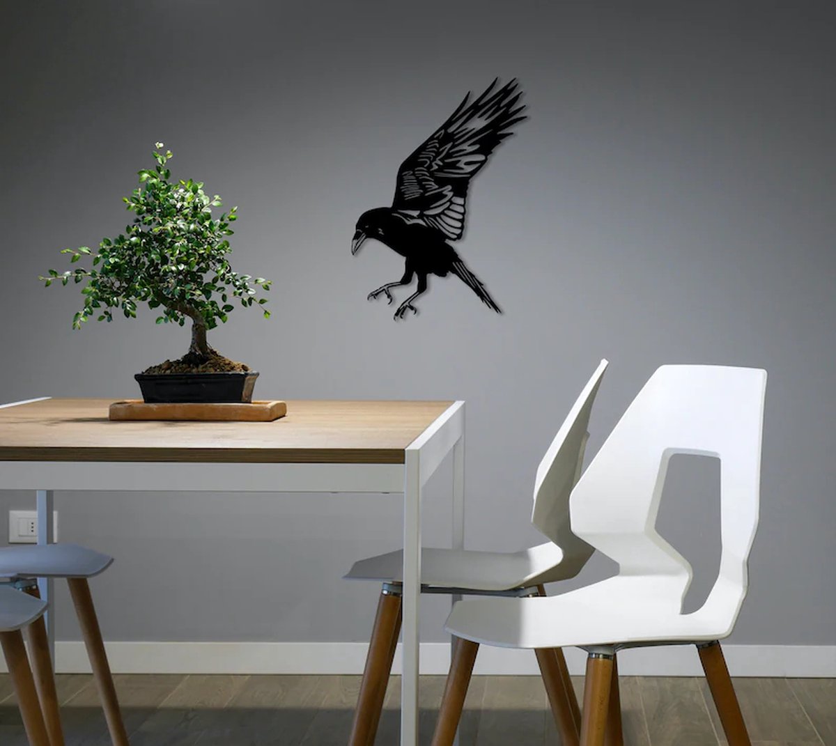 Unieke Handgemaakte Raven Wanddecoratie voor de echte dier/natuurliefhebbers