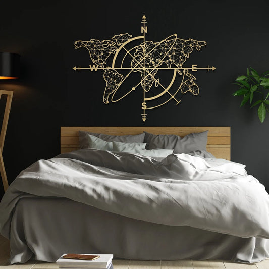 Beautiful handmade metal world map for the wall!