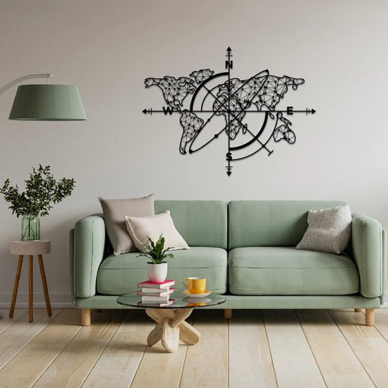 Beautiful handmade metal world map for the wall!